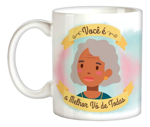 Caneca Para Vó Presente Dia Da Vovó Negra Leite Café Chá