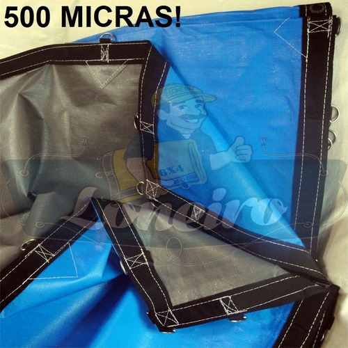 Lona Plástica Azul Impermeável 500 Micras 6x4 Com Argolas