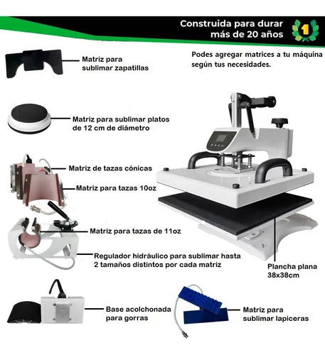 Kit Maquina Sublimadora 9 En 1 38 X 38 + Impresora Epson A4