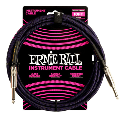 Ernie Ball Cable Para Instrumento 3,05 Mts Negro - Purpura