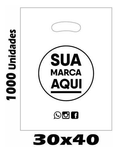 Imagem 1 de 1 de Sacolas Plásticas Personalizadas 30x40 / 1000 Un Promoção