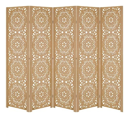 5 Biombo Mandala Madeira Cru Mdf Folha Divisor Ambiente