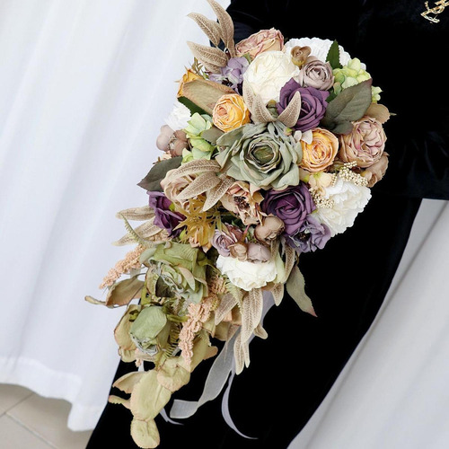 Bouquet Bouquet Novia Sosteniendo El Ramo Elegantes Flores