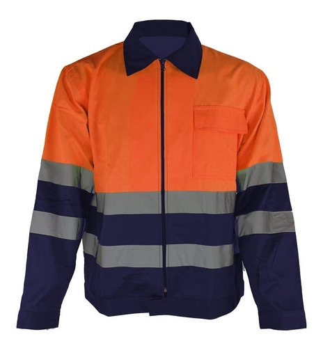 Camisa De Trabajo Naranja Y Azul Con Reflectivo