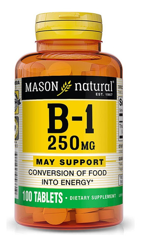 Vitamina B1 Tiamina 250mg (100 Capsulas) Hecho En Usa Sabor S/n