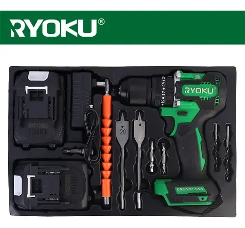 Parafusadeira Furadeira Impacto Ryoku Kit 2baterias 20v 13mm