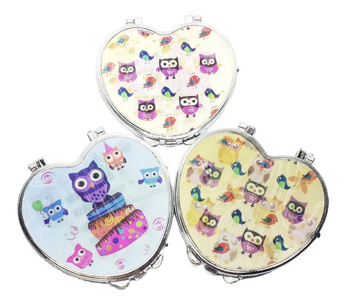 Espejo Holográfico X 25 Buho Cartera Spa Souvenirs Doble