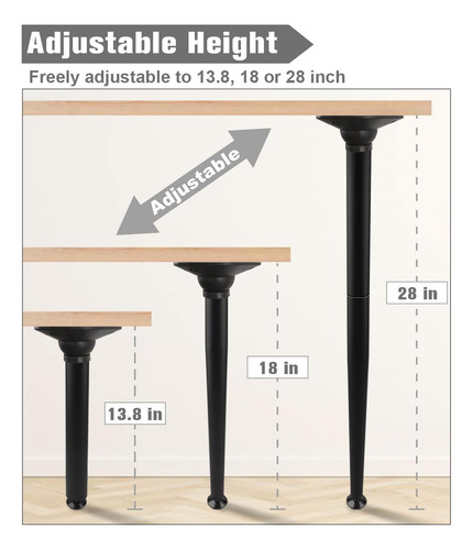 Koutemie Patas De Mesa Plegables De 28 Pulgadas De Alto, De Negro.