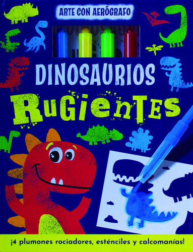 Arte con Aerógrafo: Dinosaurios Rugientes.: Libro para colorear Arte con aerógrafo:Dinosaurios Rugientes, de Varios. Editorial Silver Dolphin (en español), tapa dura en español, 2022