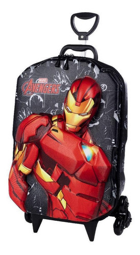 Kit Mochila E Lancheira Homem De Ferro Em 3d Rígida