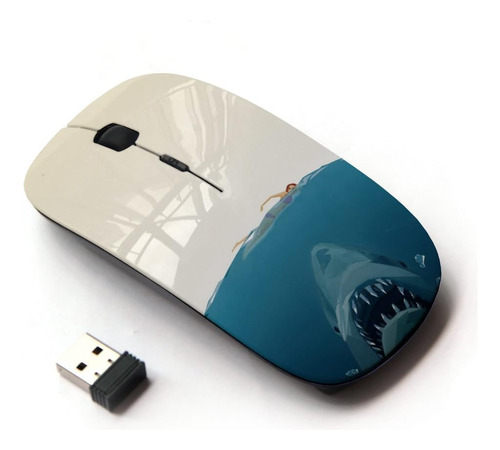 Mouse Ergonomico Inalambrico Usb Blanco Diseno Tiburon