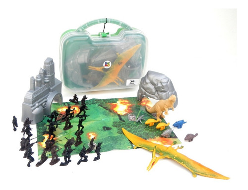 Imagen 6 de 7 de Dinosaurios Y Soldaditos En Valija Con Escenario Kumo
