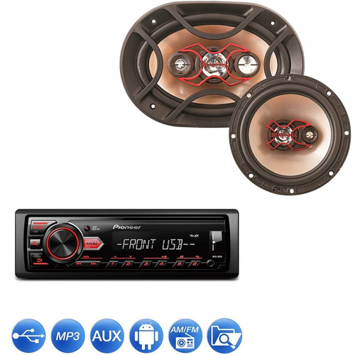 Kit Som-player Automotivo Mvh-98ub Pioneer +kit Fácil Bravox