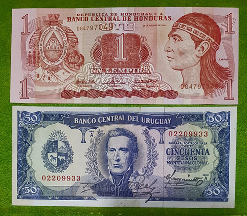 Billetes Para Coleccionar. Honduras, Uruguay