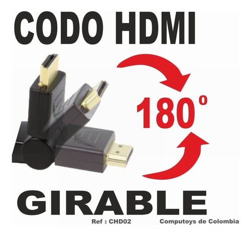 Imagen 5 de 7 de Zchd02 Codo Hdmi Hembra-macho Gira 180º Qchd02q Compu-toys