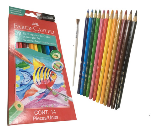 Lapices De Colores Acuarelables 12u + Pincel Faber Castell 