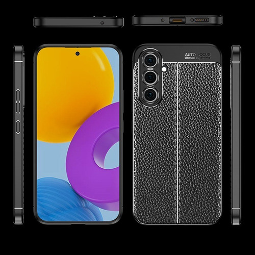 Estojo Para Samsung M14 Silicone Litchi Com Membrana De