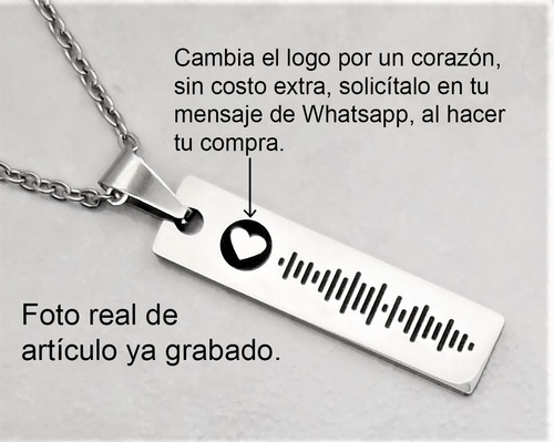 Dije Acero Spotify Texto Grabado Láser Personalizado 1034-s