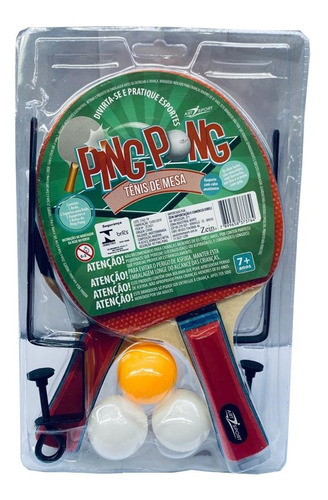 Kit Ping Pong Tenis De Mesa 02 Raquetes 03 Bolinhas+redinha