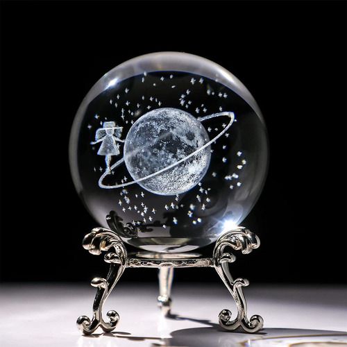 Bola Cristal Urano 70 Mm Con Soporte Pisapapeles Decorativo