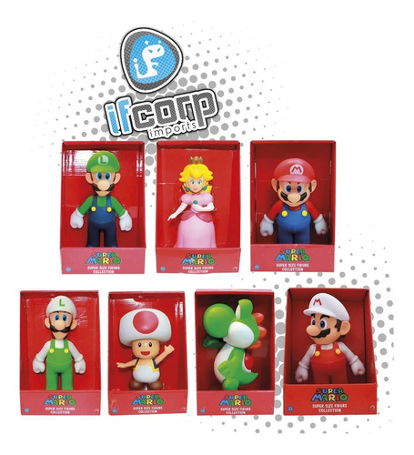 Figura Mario Luigi Yoshi Super Mario Bros Pvc 23 Cm Size