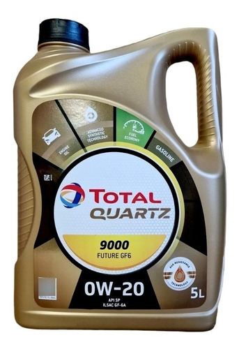 Aceite Total Quartz 9000 Future Gf6 0w-20 Sintetico X 5 Lt