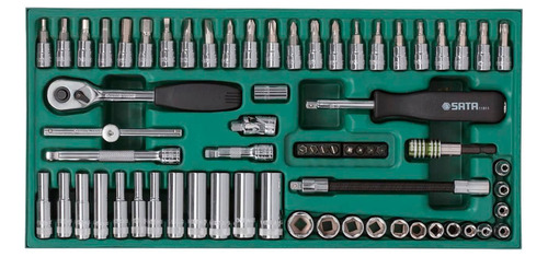 Jogo De Soquete Sextavado 1/4 3,5 A 14mm 66 Peças Sata St09