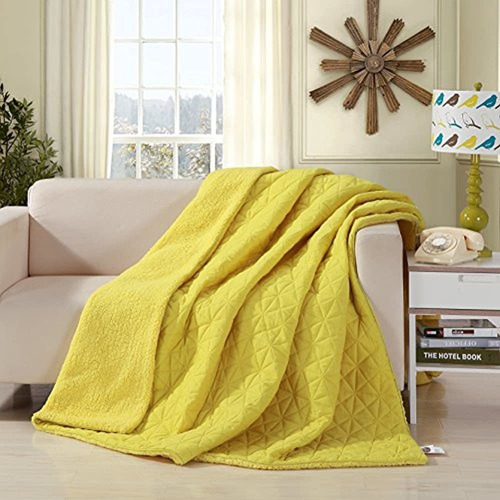 Dada Bedding Cozy Ultrasonic Solid Lemon Yellow Manta Para S