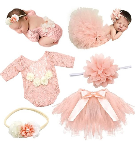 Photography Props Outfits 4 Pcs Babytutu Skirt And Lace Romp