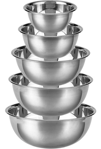 Pack X5 Bowls Acero Inoxidable Reforzado Ensaladeras Cocina