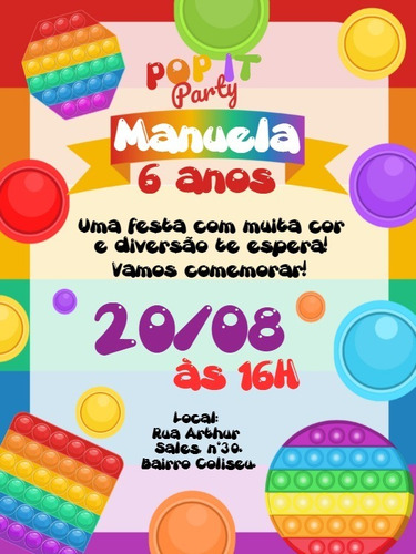 Imagem 2 de 10 de Convite Digital De Aniversário Fidget Toys Pop It