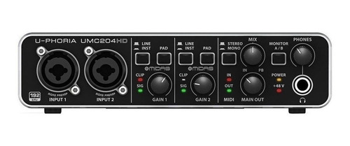 Interface De Áudio Behringer U-phoria Umc204hd