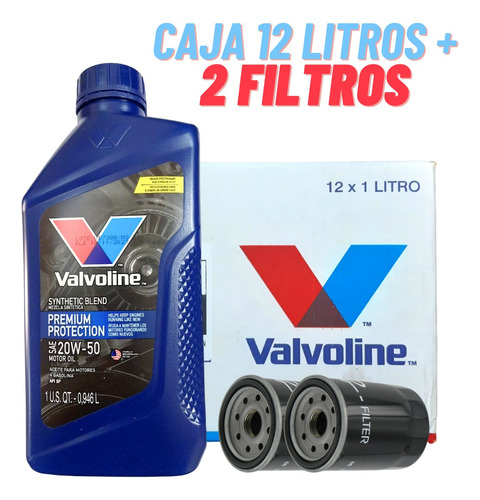 Aceite 20w50 Semi Sintetico Valvoline Pack 12lts + 2filtros