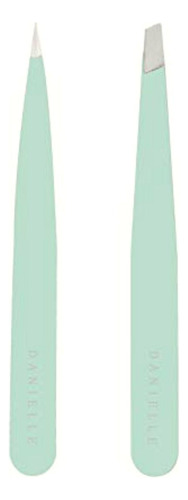 Soft Touch Slant And Point Stainless Steel Tweezers, Seafoam