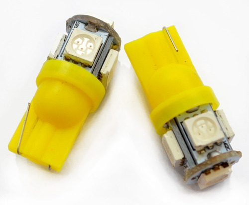 Pack De 2 Lámparas T10 194 W5w Con 5 Led Smd 5050 Amarillo