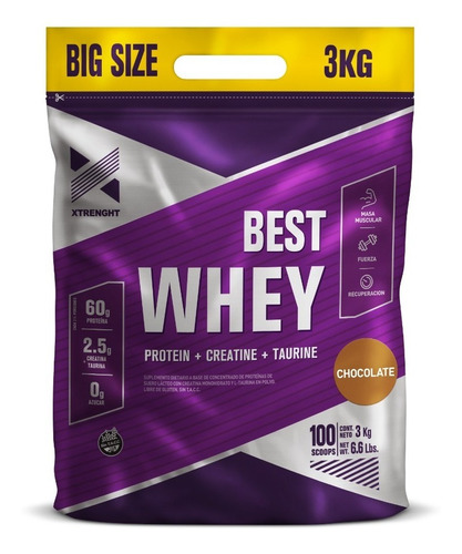 Proteina Whey Xtrenght 3kg Best Potenciada Taurina Chocolate