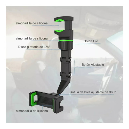 Soporte Para Teléfono Con Espejo Retrovisor 360º Multiuso