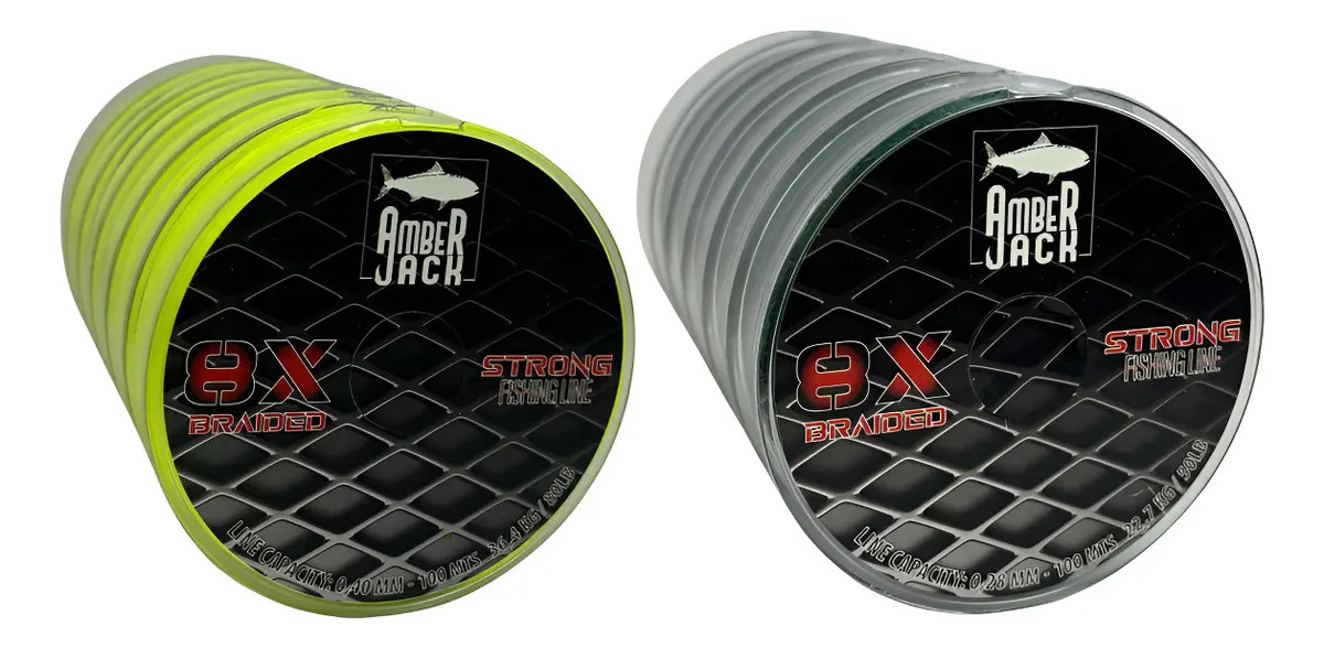 Multifilamento 8x Amberjack Todas Las Medidas X100 Metros Color 0.28 Mm Verde