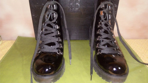 Botas De Charol Febo Color Negro No 37