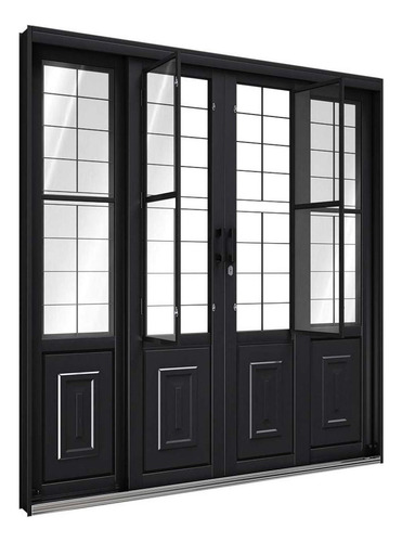 Porta De Aço De Correr Com Postigo E Grade Quadrada 4 Wt