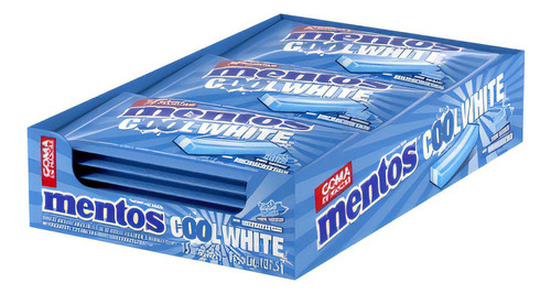 Chicle Mentos Cool White 3 Camadas Menta Fresca 15 Unid 127g