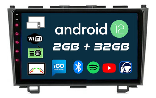 Estereo Pantalla Android 9  Honda Crv Gps Bt Wifi Android 12