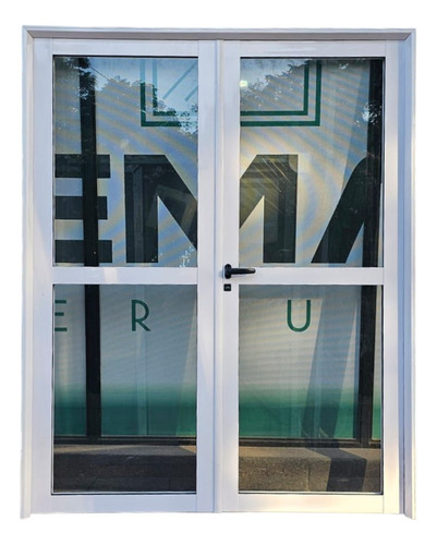 Puerta Doble De Abrir Aluminio Vidrio Entero 160x200 Herrero Blanco