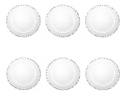 Conjunto De Pratos De Sobremesa De Cristal 6 Pc Coração Lyor