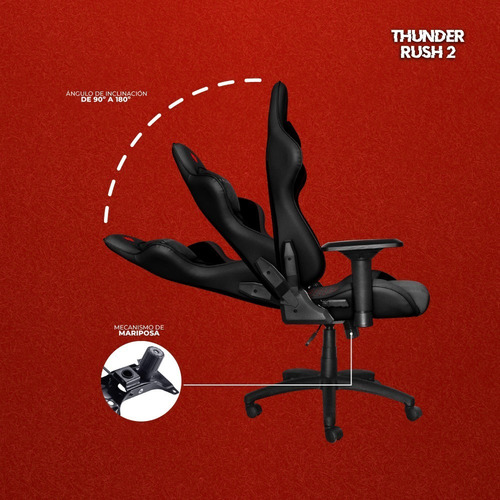 Silla de escritorio Balam Rush Thunder Rush V2 gamer ergonómica negra y roja