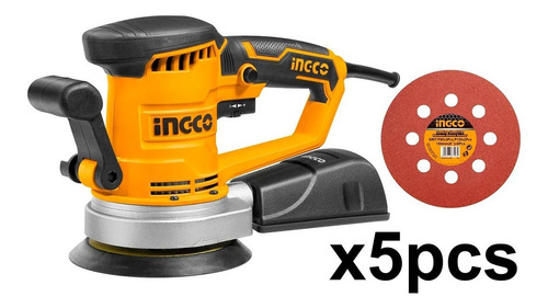 Lijadora roto orbital Ingco Tools RS4508 con sistema velcro naranja 50Hz/60Hz 450W 220V-240V