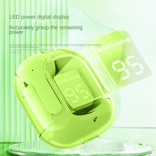 Fone De Ouvido Sem Fio Bluetooth 5.3 Transparente Com Led