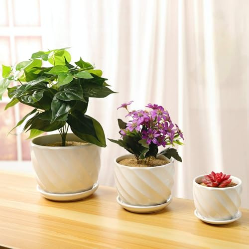 Conjunto De 3 Macetas De Cerámica - Macetas De Flores Interi