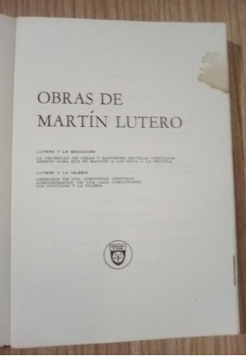 Obras De Martin Lutero La Educación Y La Iglesia 