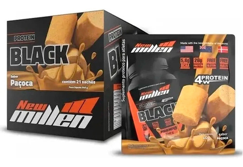 Whey Protein Black Saches - 21 Sachês - New Millen Sabor Paçoca